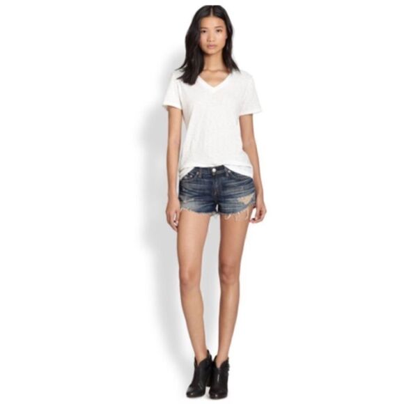 Rag & Bone Mila Denim Shorts In Sheffield Distressed Cut Off Style Size 30 - Picture 2 of 13